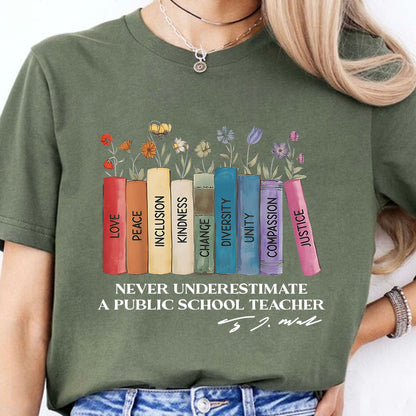 Never Underestimate A Public School Teacher Shirt | Democrat Shirt | Kamala Harris 2024 Shirt Dark T1543 - KH2