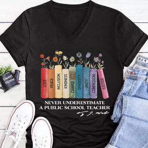 Never Underestimate A Public School Teacher Shirt | Democrat Shirt | Kamala Harris 2024 Shirt Dark T1543 - KH2