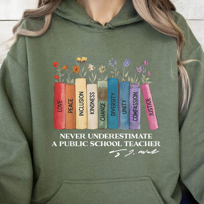 Never Underestimate A Public School Teacher Shirt | Democrat Shirt | Kamala Harris 2024 Shirt Dark T1543 - KH2