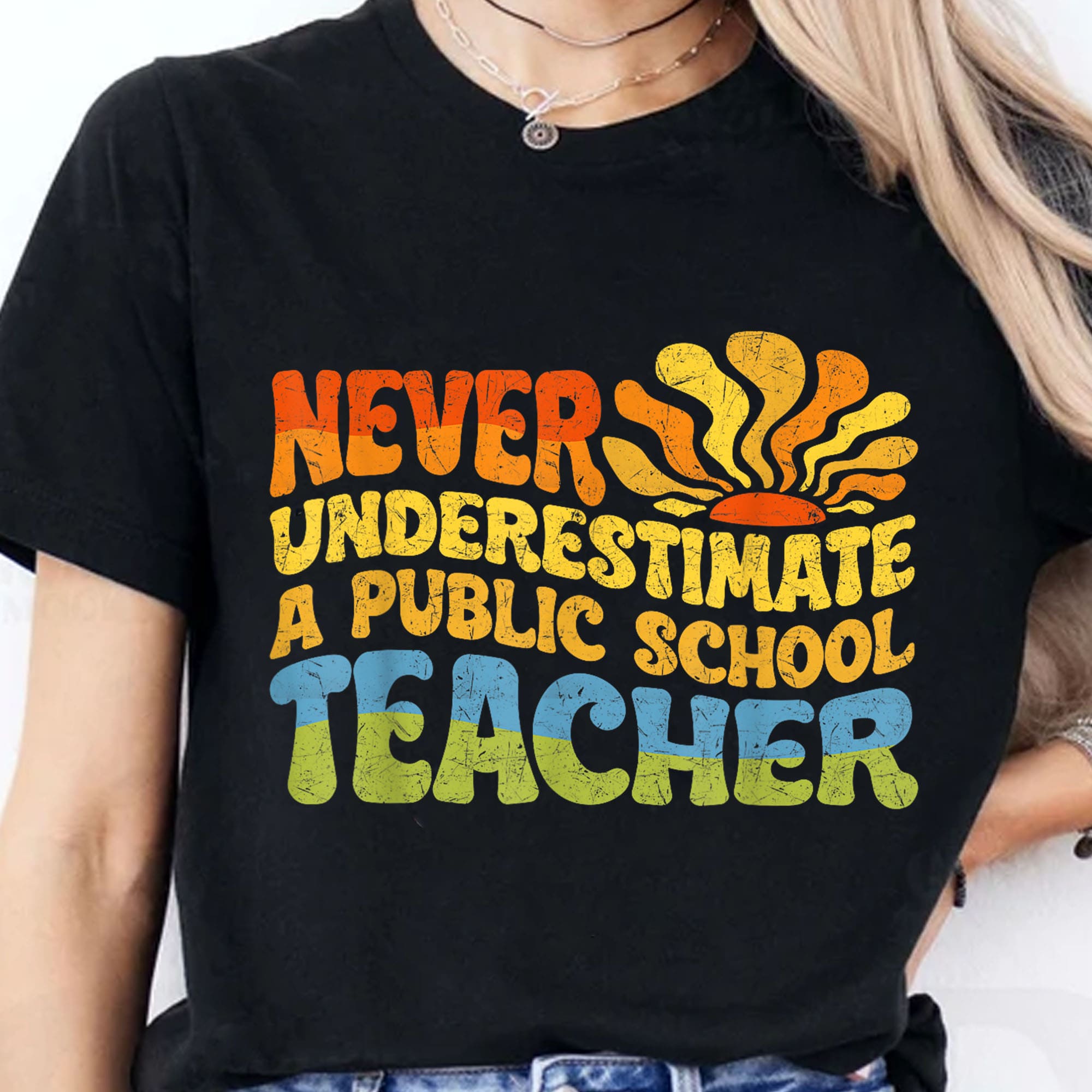 Never Underestimate A Public School Teacher Shirt | Democrat Shirt | Kamala Harris 2024 Shirt Dark T1544 - KH2