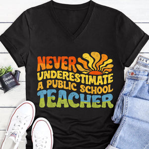 Never Underestimate A Public School Teacher Shirt | Democrat Shirt | Kamala Harris 2024 Shirt Dark T1544 - KH2