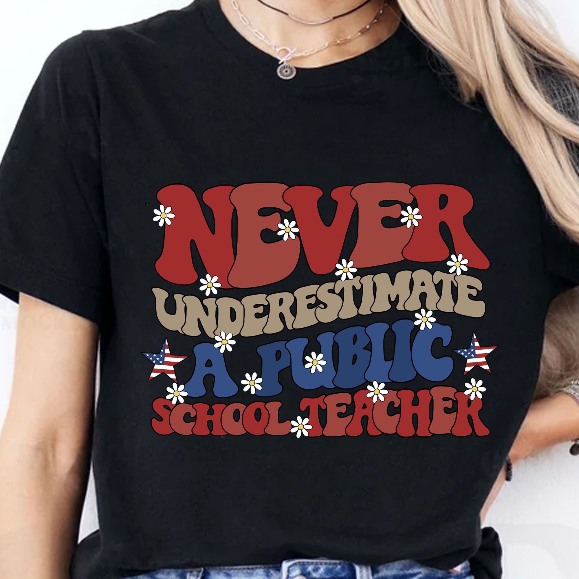 Never Underestimate A Public School Teacher Shirt | Democrat Shirt | Kamala Harris 2024 Shirt Dark T1546 - KH2