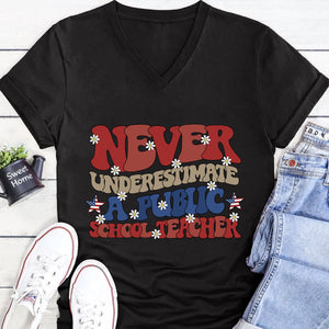 Never Underestimate A Public School Teacher Shirt | Democrat Shirt | Kamala Harris 2024 Shirt Dark T1546 - KH2