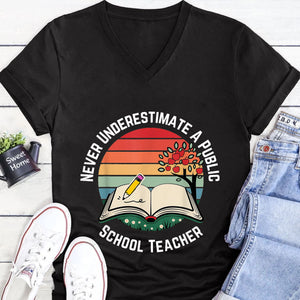 Never Underestimate A Public School Teacher Shirt | Democrat Shirt | Kamala Harris 2024 Shirt Dark T1547 - KH2