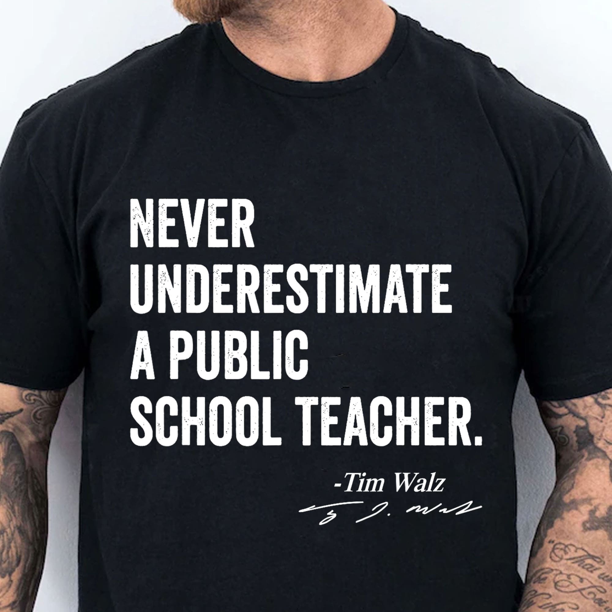 Never Underestimate A Public School Teacher Shirt | Kamala Harris Shirt | Tim Walz Shirt | Democrat Shirt Dark T1548 - KH2