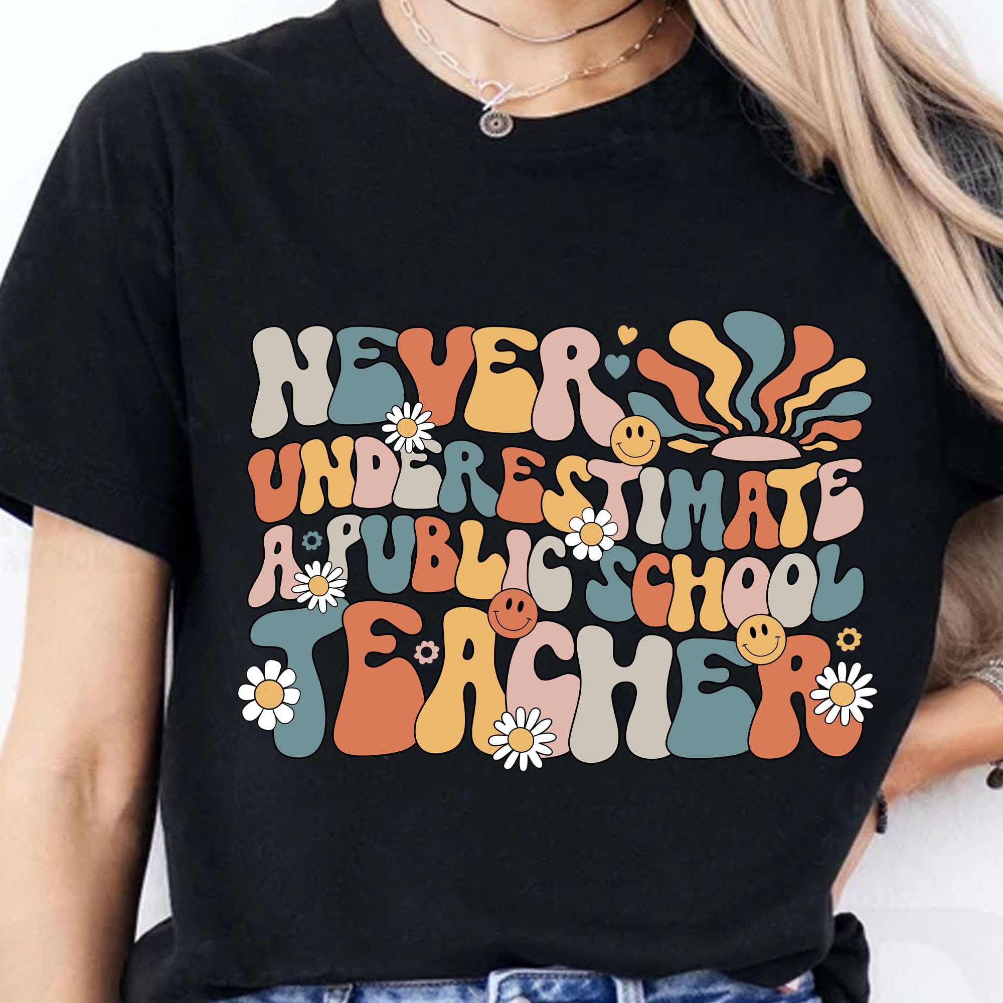 Never Underestimate A Public School Teacher Shirt | Democrat Shirt | Kamala Harris 2024 Shirt Dark T1549 - KH2