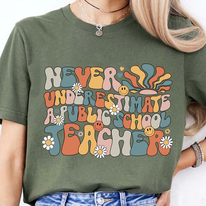 Never Underestimate A Public School Teacher Shirt | Democrat Shirt | Kamala Harris 2024 Shirt Dark T1549 - KH2