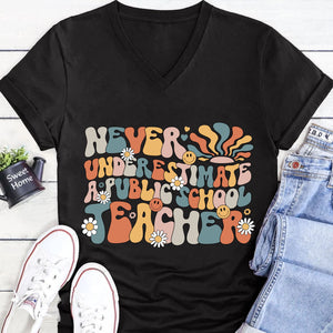 Never Underestimate A Public School Teacher Shirt | Democrat Shirt | Kamala Harris 2024 Shirt Dark T1549 - KH2