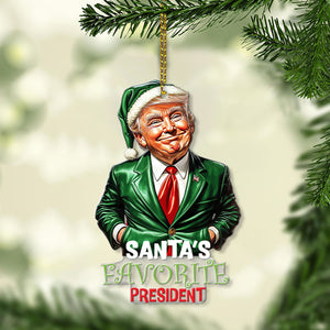 Santa's Favorite President, Christmas Trump Acrylic Ornament | Perfect for Car & Christmas Tree Decor T1556 - GOP