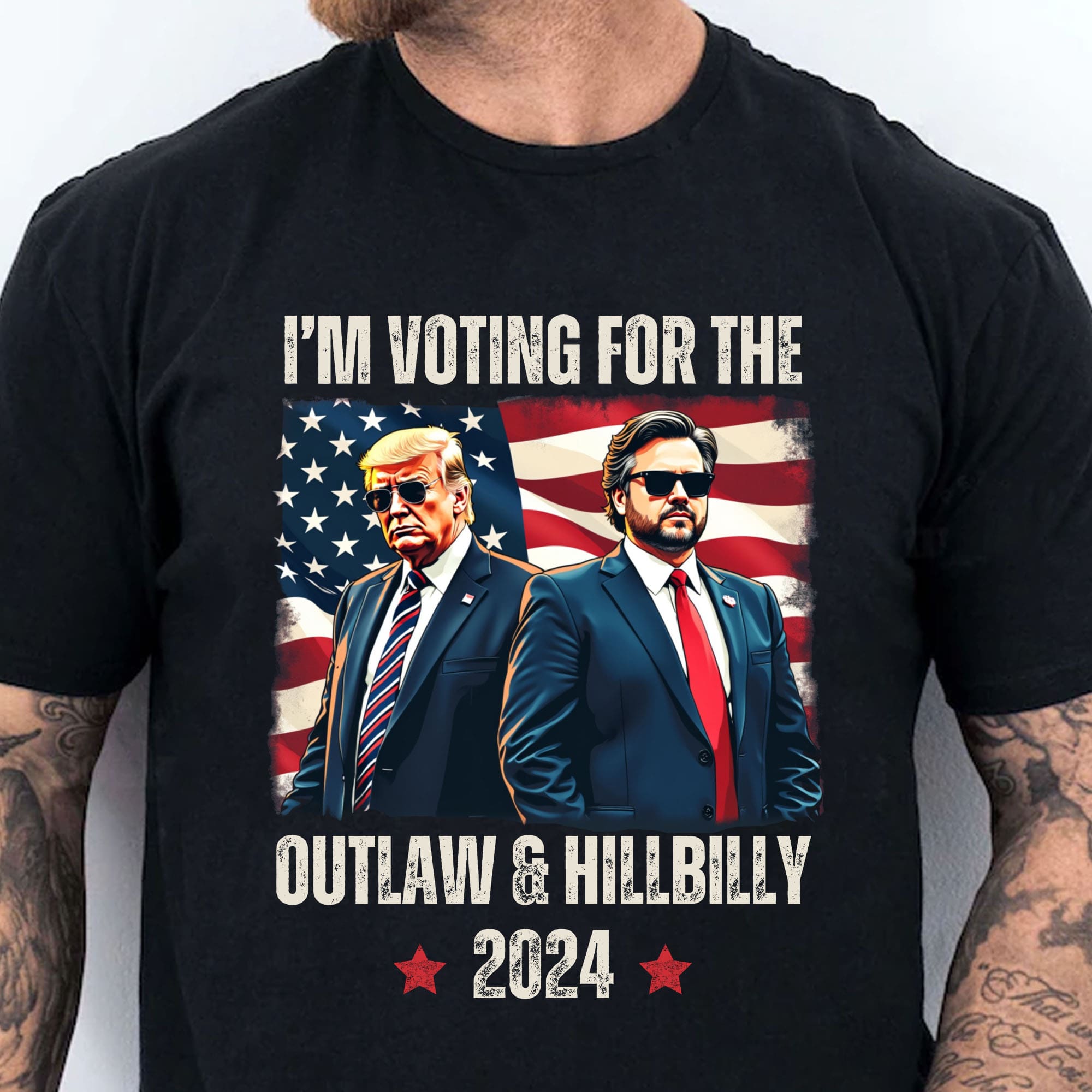 I'm Voting For The Outlaw And The Hillbilly 2024 Shirt | Trump Vance Shirt | Trump Supporters Shirt Dark T1560 - GOP