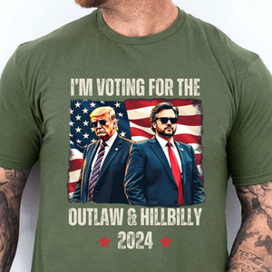 I'm Voting For The Outlaw And The Hillbilly 2024 Shirt | Trump Vance Shirt | Trump Supporters Shirt Dark T1560 - GOP