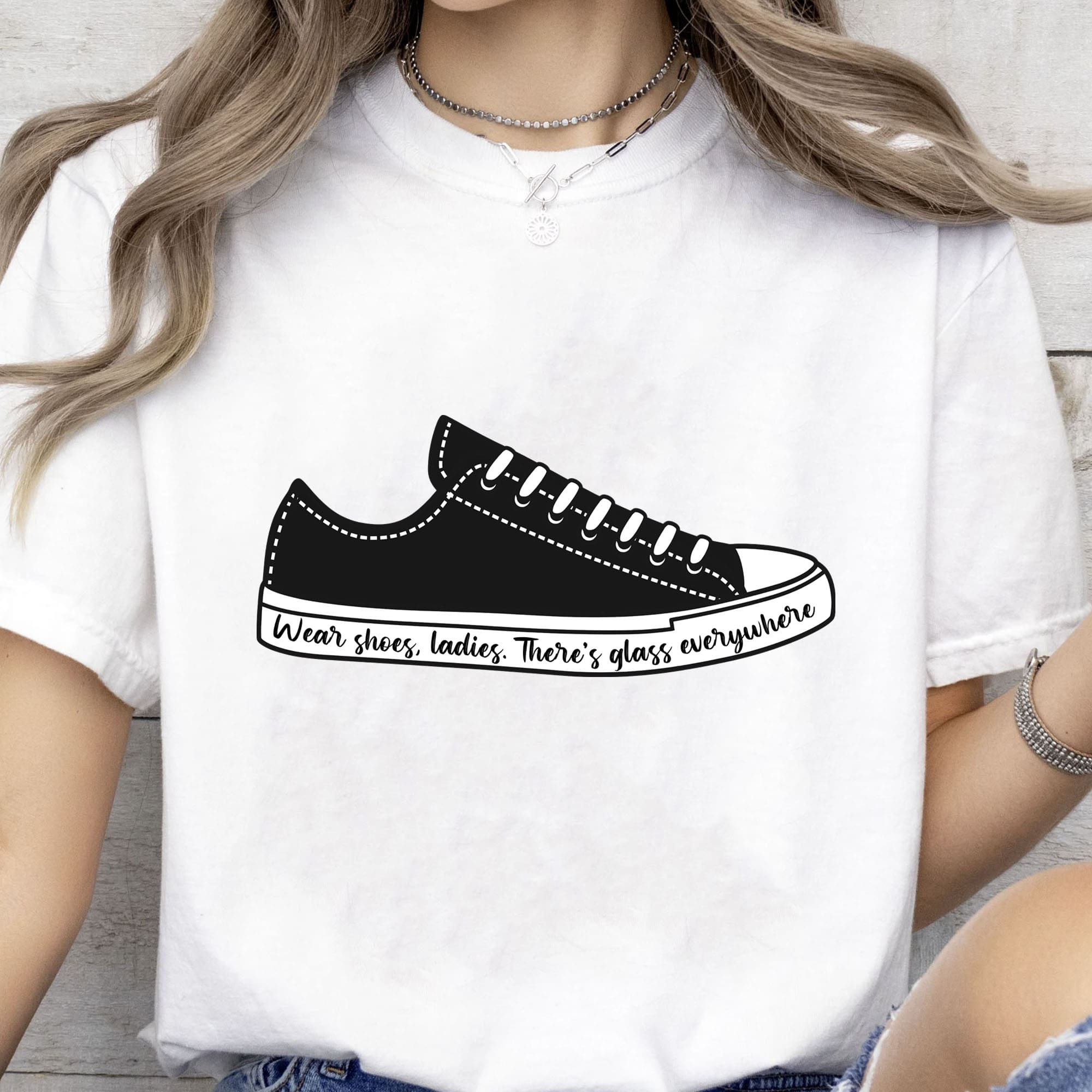 Wear Shoes Ladies There's Glass Everywhere Shirt | Kamala Harris 2024 Shirt | Democrat Shirt Bright T1561 - KH2