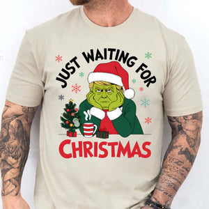 Just Waiting For Christmas Sweatshirt, Trump Grinchmas Sweatshirt, Retro Funny Trump 2024 Ugly Sweatshirt T1569 - GOP