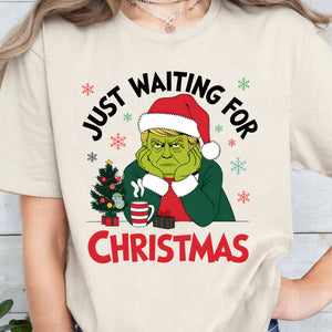 Just Waiting For Christmas Sweatshirt, Trump Grinchmas Sweatshirt, Retro Funny Trump 2024 Ugly Sweatshirt T1569 - GOP