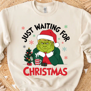 Just Waiting For Christmas Sweatshirt, Trump Grinchmas Sweatshirt, Retro Funny Trump 2024 Ugly Sweatshirt T1569 - GOP