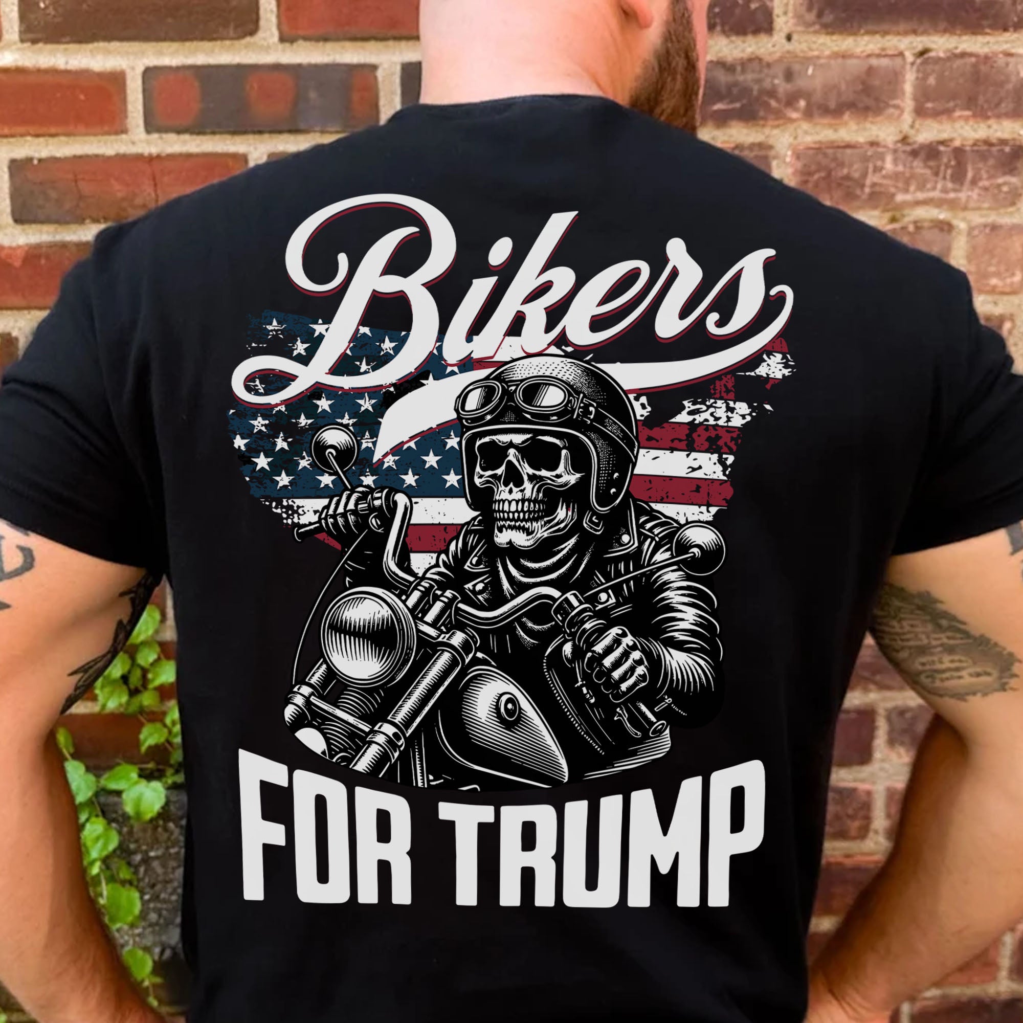 Bikers For Trump Shirt | Trump 2024 Shirt | Trump Supporter Backside Shirt Dark C1581 - GOP