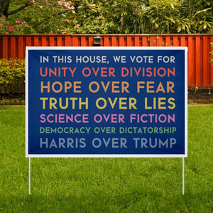 In This House We Vote For Kamala Harris Yard Sign | Harris Walz 2024 Yard Sign | Vote Kamala Yard Sign | Democrat Yard Sign T1595 - KH2