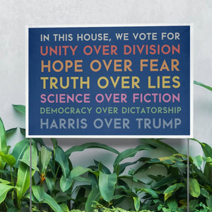 In This House We Vote For Kamala Harris Yard Sign | Harris Walz 2024 Yard Sign | Vote Kamala Yard Sign | Democrat Yard Sign T1595 - KH2