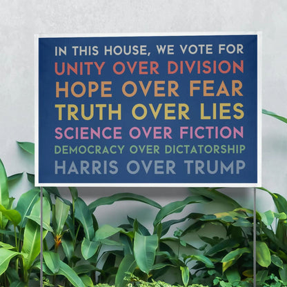 In This House We Vote For Kamala Harris Yard Sign | Harris Walz 2024 Yard Sign | Vote Kamala Yard Sign | Democrat Yard Sign T1595 - KH2