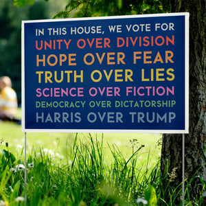 In This House We Vote For Kamala Harris Yard Sign | Harris Walz 2024 Yard Sign | Vote Kamala Yard Sign | Democrat Yard Sign T1595 - KH2