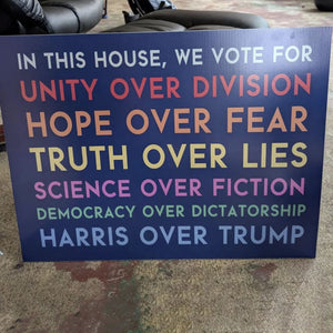 In This House We Vote For Kamala Harris Yard Sign | Harris Walz 2024 Yard Sign | Vote Kamala Yard Sign | Democrat Yard Sign T1595 - KH2