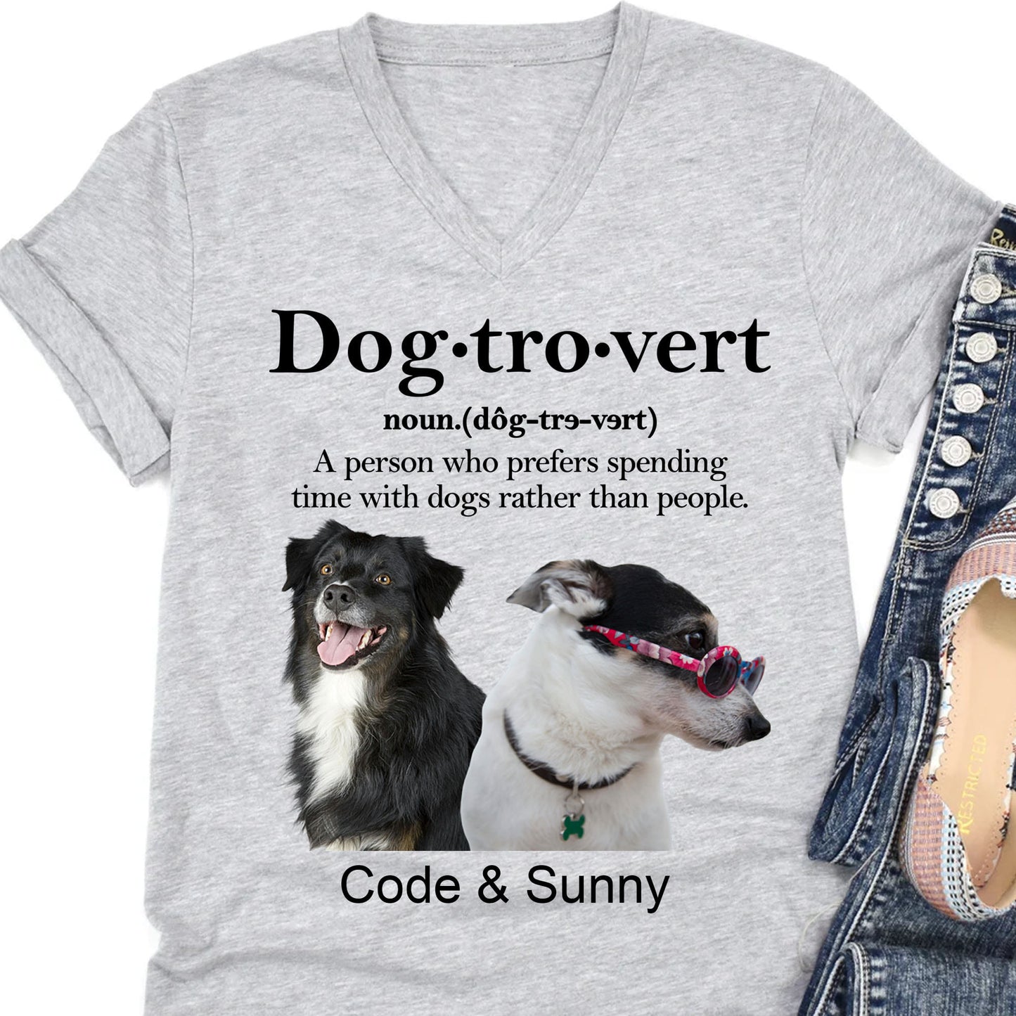 Dogtrovert Shirt, Live Preview Upload Photo Dog Shirt, Personalized Custom Dog Lovers Shirt Bright T1606
