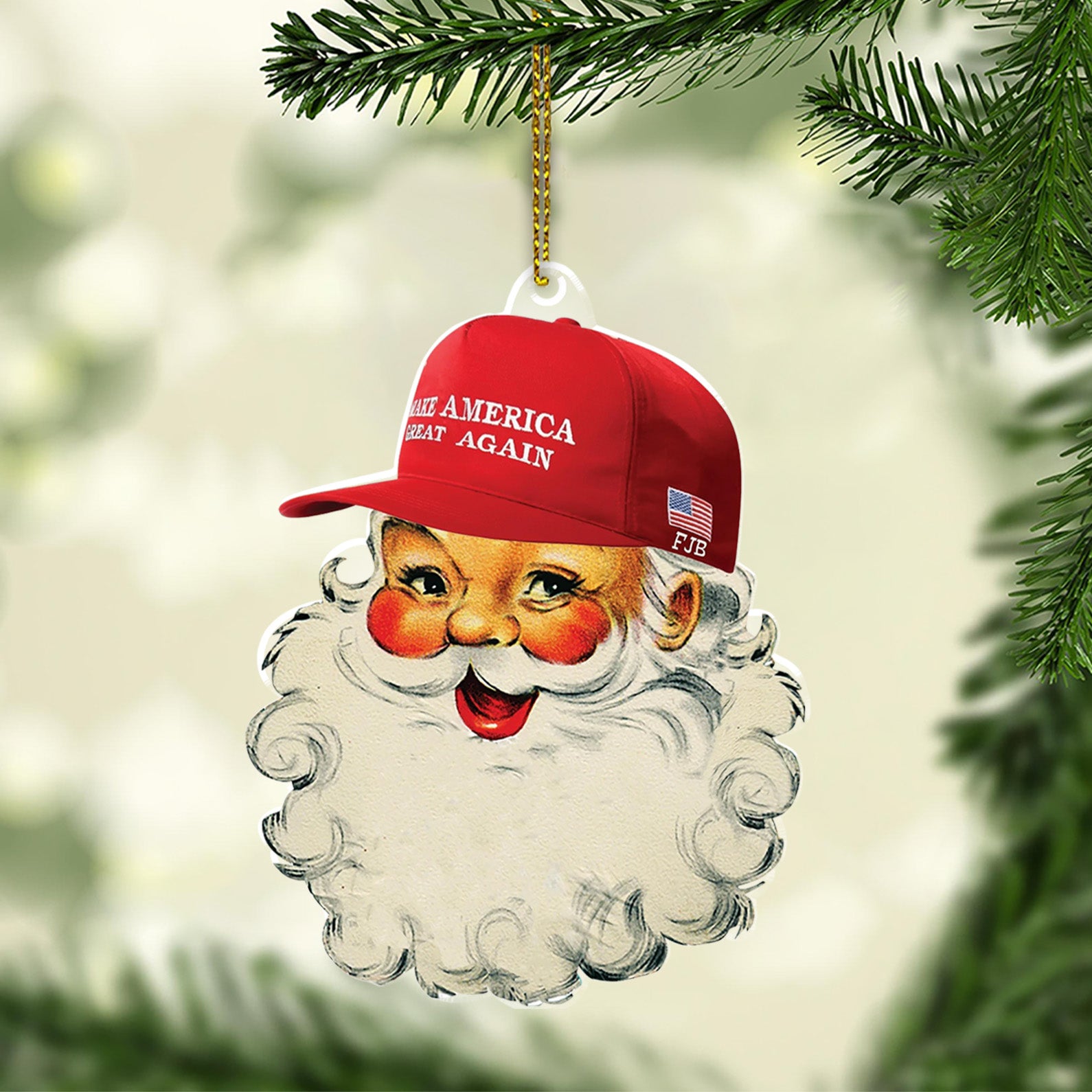 Santa Make America Great Again, Christmas Republican Acrylic Ornament ...