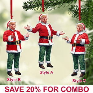 Trump Red Santa, Christmas Trump Acrylic Ornament | Perfect for Car & Christmas Tree Decor C1619 - GOP