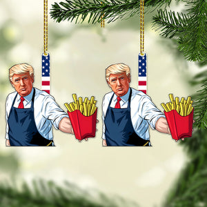 Trump Fries McDonald, Trendy Christmas Trump Acrylic Ornament, Perfect for Car & Christmas Tree Decor T1620 - GOP