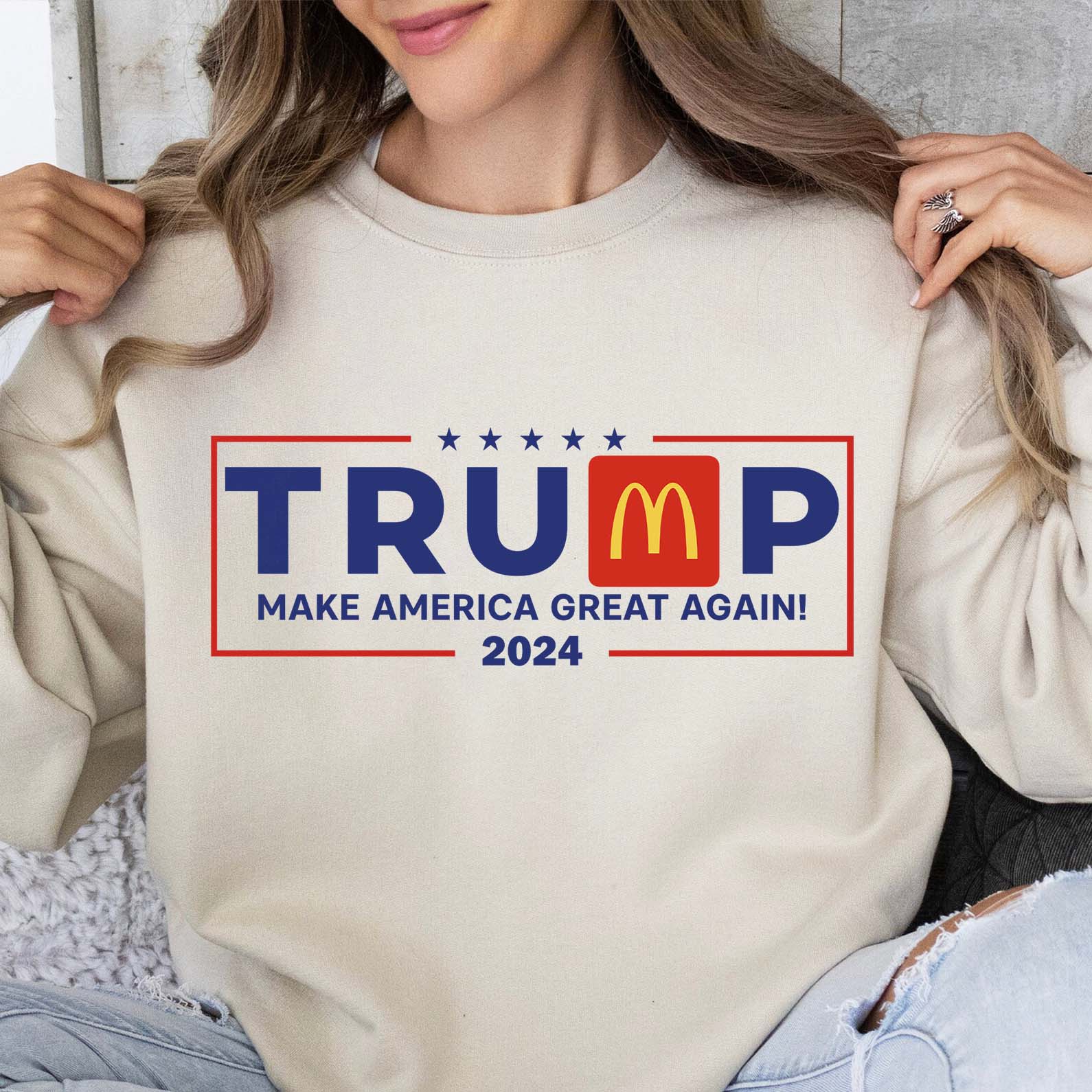 Trump Make America Great Again Sweatshirt, Trendy Trump McDonalds Sweatshirt, Trump Supporters 2024 Ugly Sweatshirt T1624 - GOP