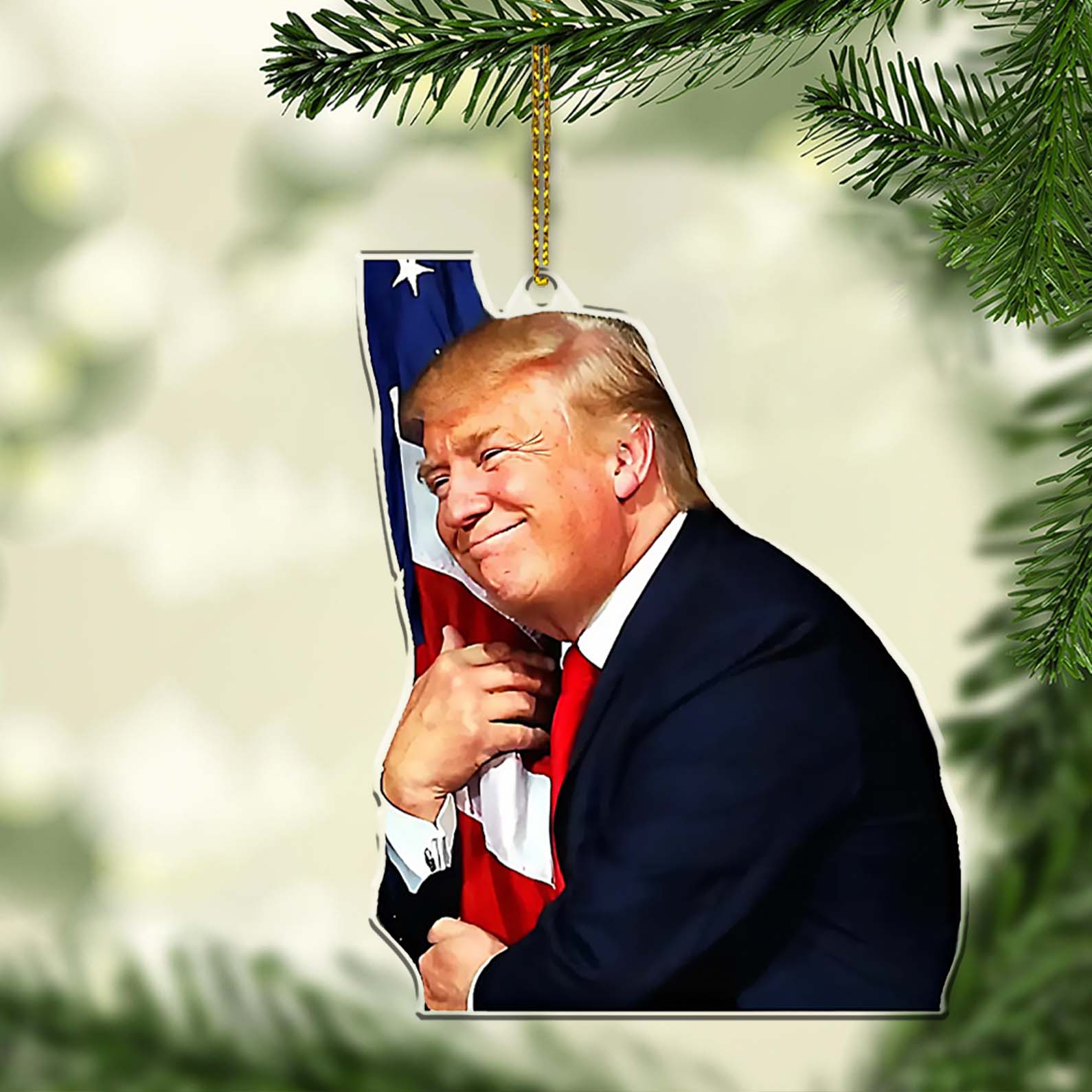 Trump Hugging America, Christmas Trump Acrylic Ornament, Perfect for Car & Christmas Tree Decor T1628 - GOP