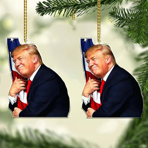 Trump Hugging America, Christmas Trump Acrylic Ornament, Perfect for Car & Christmas Tree Decor T1628 - GOP