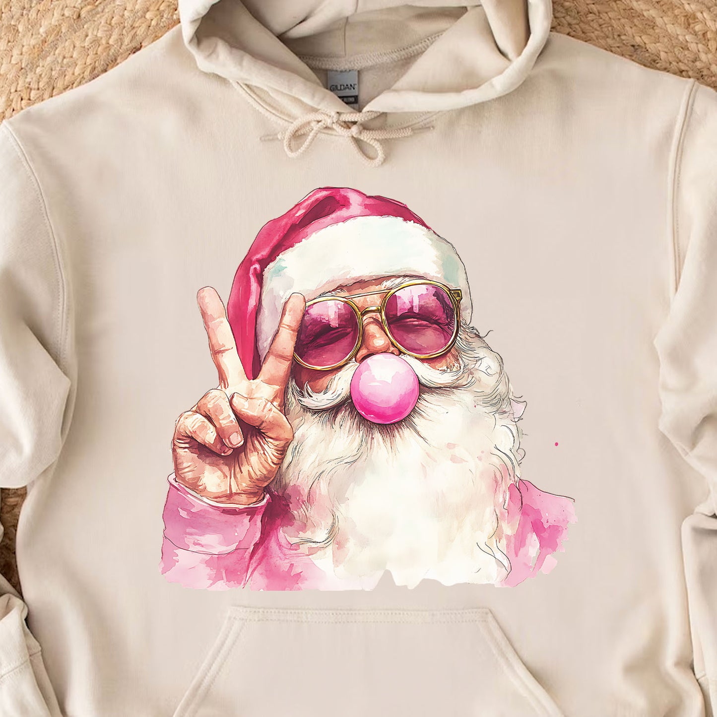 Retro Santa Christmas Blowing Bubble, Vintage Merry Christmas Sweater, Funny Santa With Sunglasses Xmas Holiday Sweatshirt C1633
