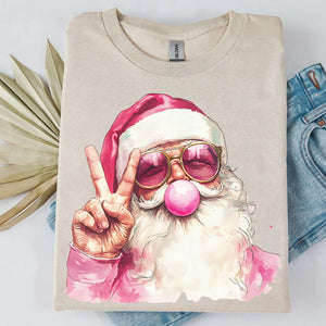 Retro Santa Christmas Blowing Bubble, Vintage Merry Christmas Sweater, Funny Santa With Sunglasses Xmas Holiday Sweatshirt C1633