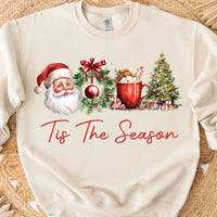 Tis The Season Shirt, Retro Santa Claus Sweater, Water Color Santa Claus Sweatshirt T1638