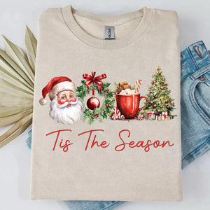 Tis The Season Shirt, Retro Santa Claus Sweater, Water Color Santa Claus Sweatshirt T1638