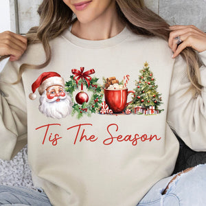 Tis The Season Shirt, Retro Santa Claus Sweater, Water Color Santa Claus Sweatshirt T1638