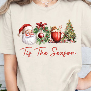 Tis The Season Shirt, Retro Santa Claus Sweater, Water Color Santa Claus Sweatshirt T1638