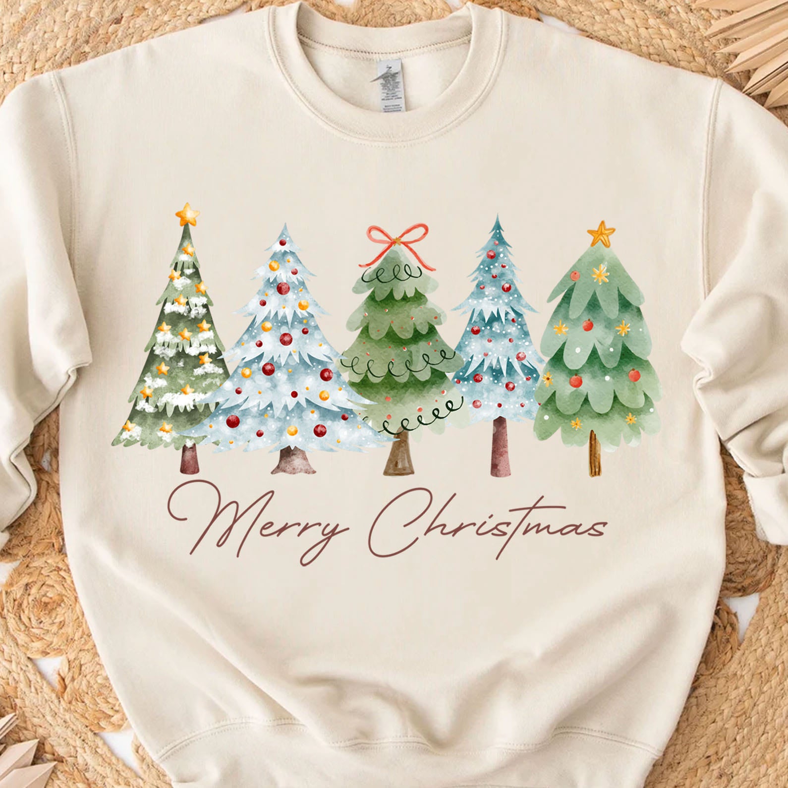 Merry Christmas Shirt, Vintage Xmas Holiday Sweater, Christmas Tree Sweatshirt T1639