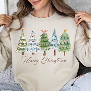 Merry Christmas Shirt, Vintage Xmas Holiday Sweater, Christmas Tree Sweatshirt T1639