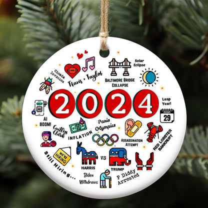 2024 Summary Year in Review Christmas Year to Remember Commemorative Ceramic Ornament T1643