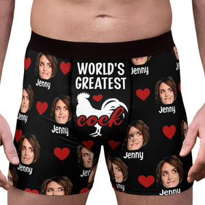 Custom Photo World's Greatest Cock | Live Preview Custom Face Photo Boxer Briefs | Funny Personalized Gift Ideas for Husband, Boyfriend, Valentines Day 681646