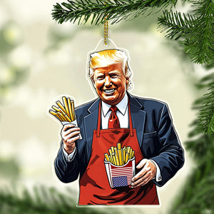 Trump Fries MAGA, Trendy Trump McDonald Acrylic Ornament, Perfect for Car & Christmas Tree Decor T1647 - GOP