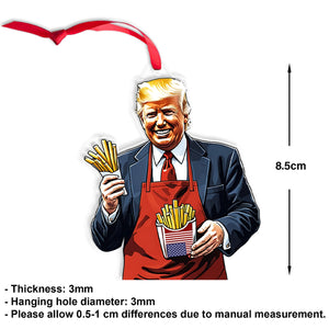 Trump Fries MAGA, Trendy Trump McDonald Acrylic Ornament, Perfect for Car & Christmas Tree Decor T1647 - GOP