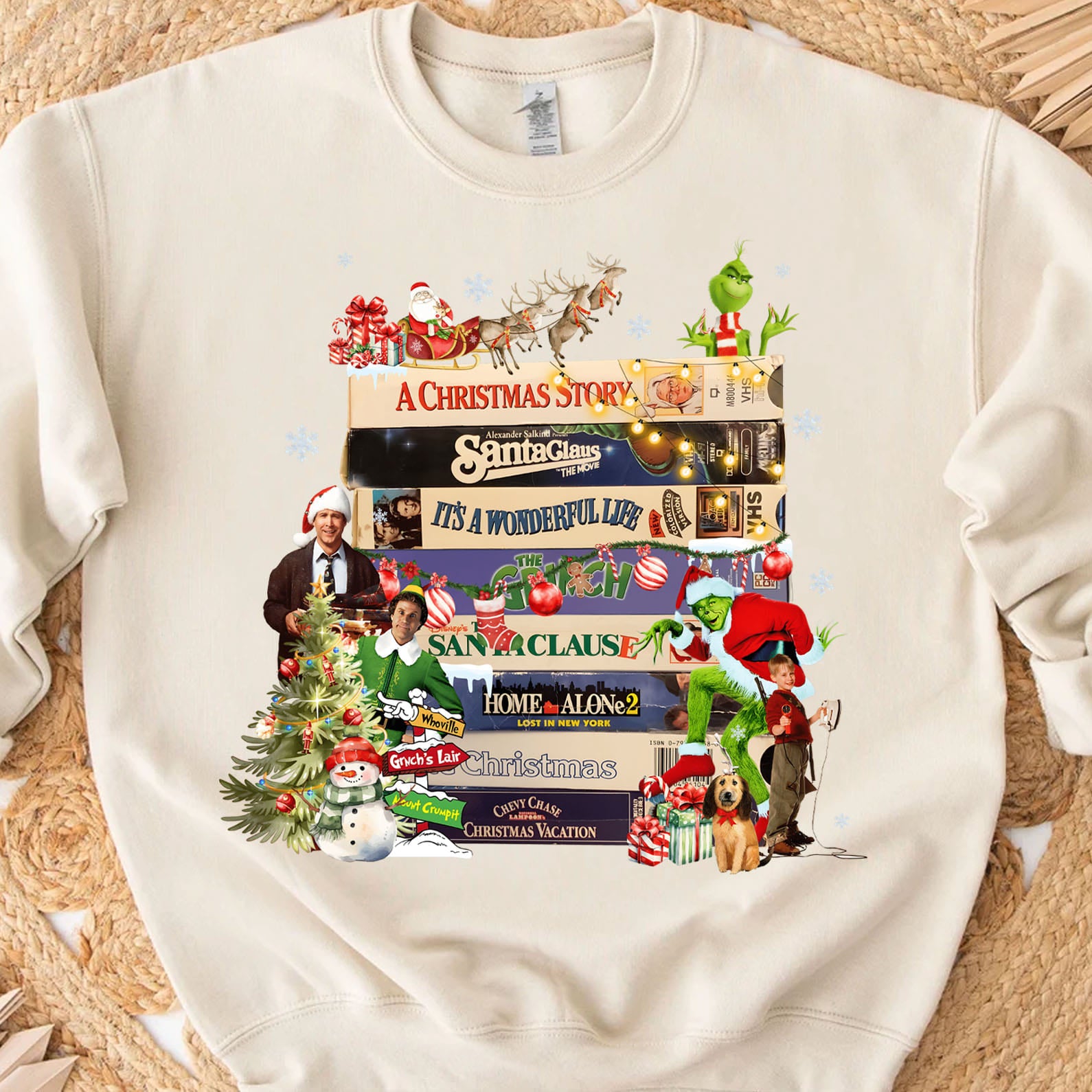 Christmas Movies Shirt, 90s Style Christmas Sweater, Green Christmas Sweatshirt T1652