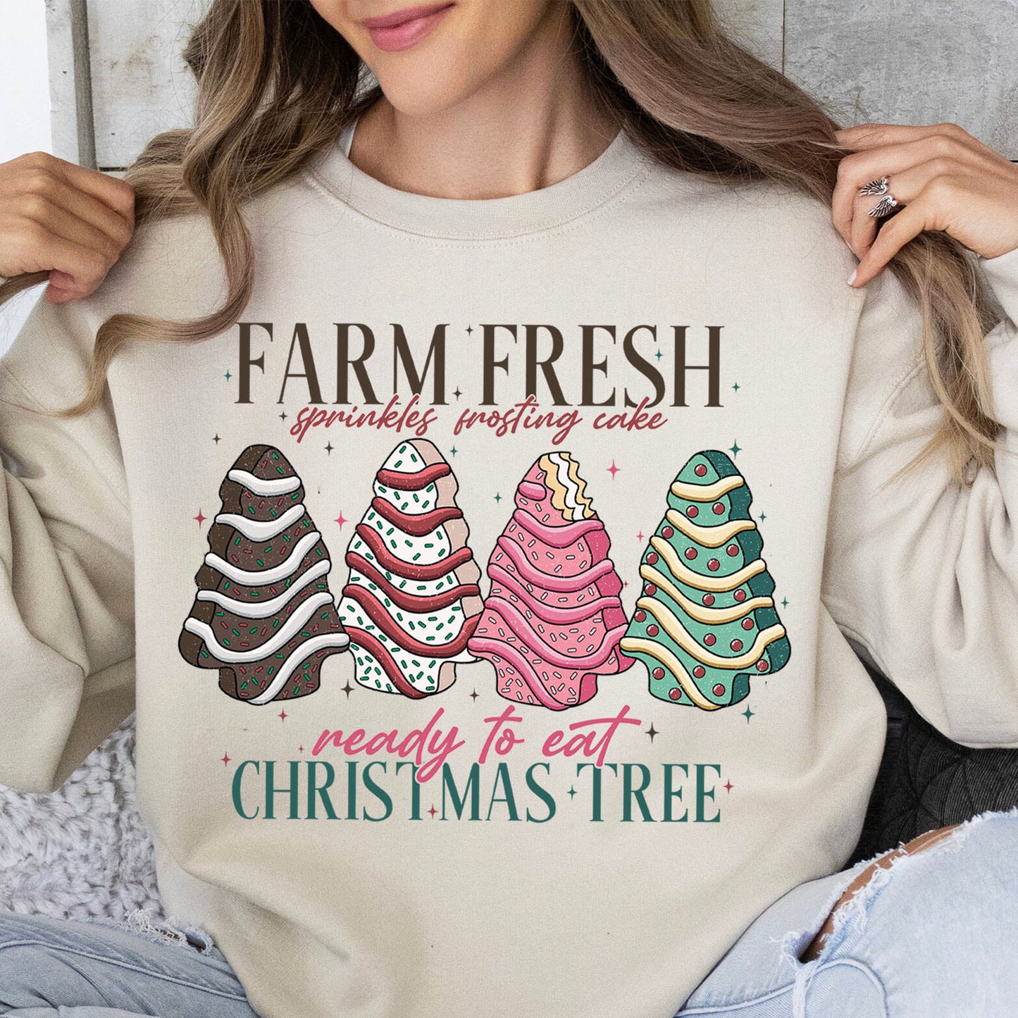 Farm Fresh Christmas Tree Shirt, Merry Christmas Sweater, Cute Xmas Holiday Sweatshirt T1655