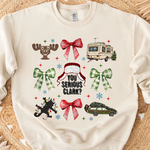 Christmas Coquette Bow Shirt, Retro Christmas Sweater, Funny Xmas Holiday Sweatshirt T1656