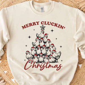 Merry Cluckin' Christmas Shirt, Christmas Farmhouse Sweater, Funny Trendy Merry Christmas Chickens Sweatshirt T1657