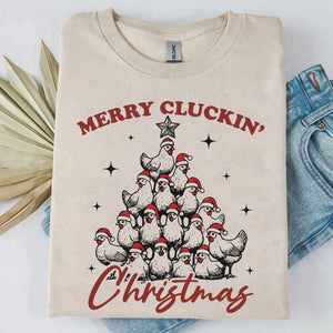 Merry Cluckin' Christmas Shirt, Christmas Farmhouse Sweater, Funny Trendy Merry Christmas Chickens Sweatshirt T1657