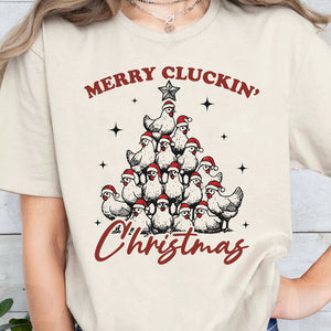 Merry Cluckin' Christmas Shirt, Christmas Farmhouse Sweater, Funny Trendy Merry Christmas Chickens Sweatshirt T1657